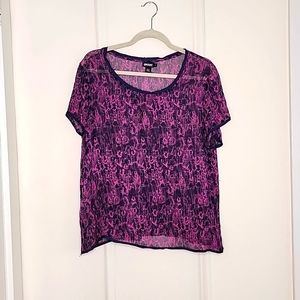 CITY DKNY Sheer_Blue/Pink Patterned TOP_SZ L